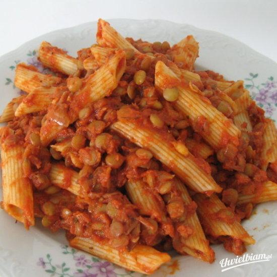 Penne z soczewicą