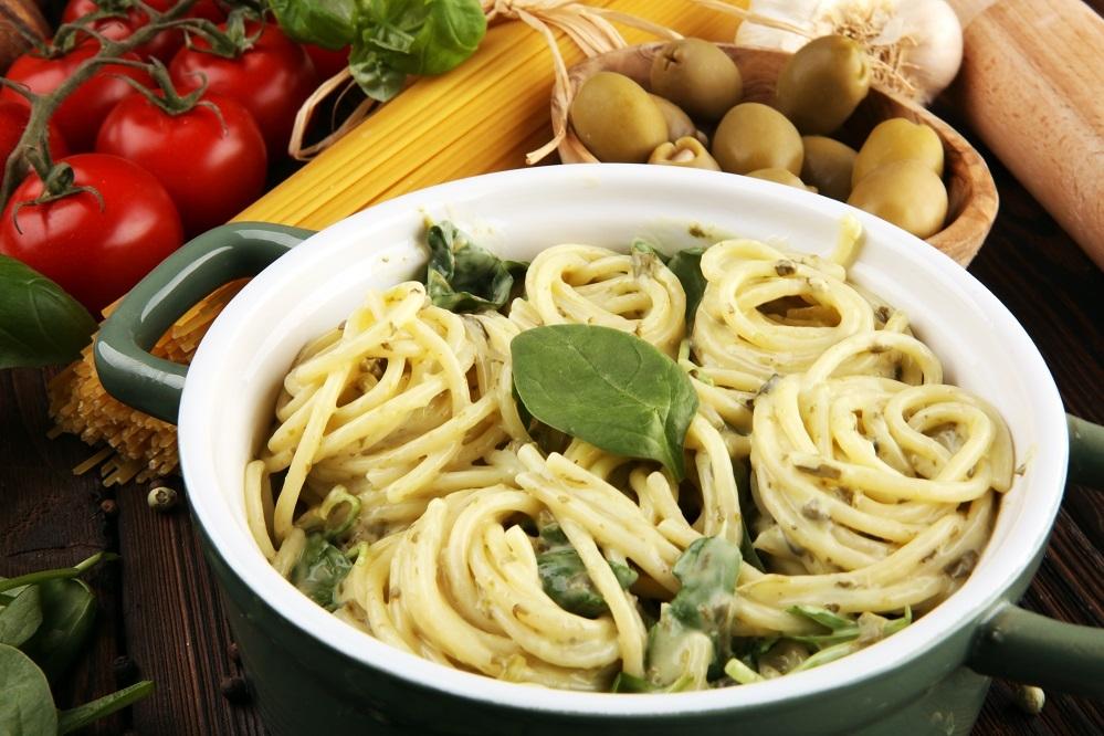 Spaghetti ze szpinakiem i gorgonzolą
