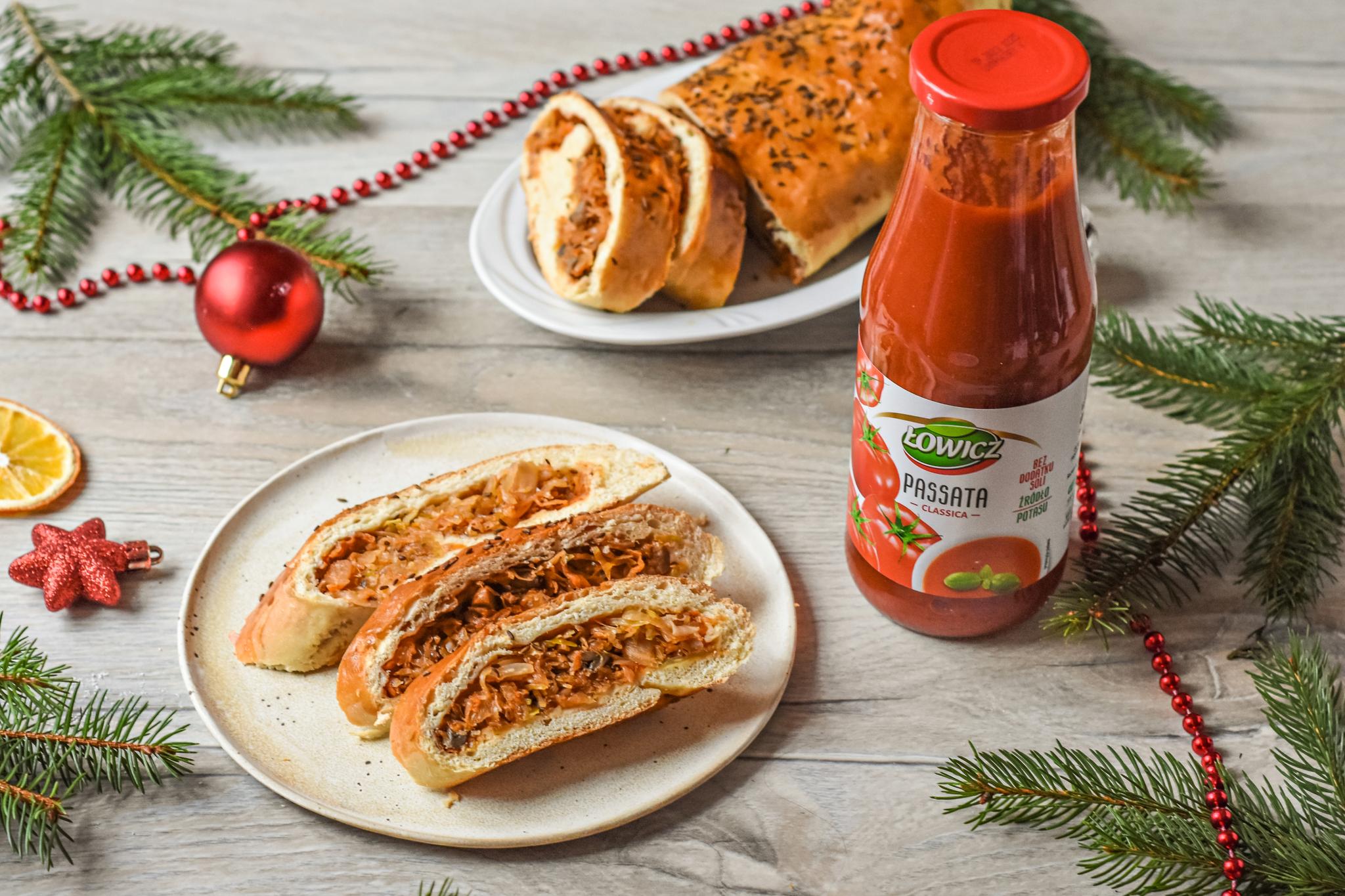 Kulebiak z kapustą i grzybami