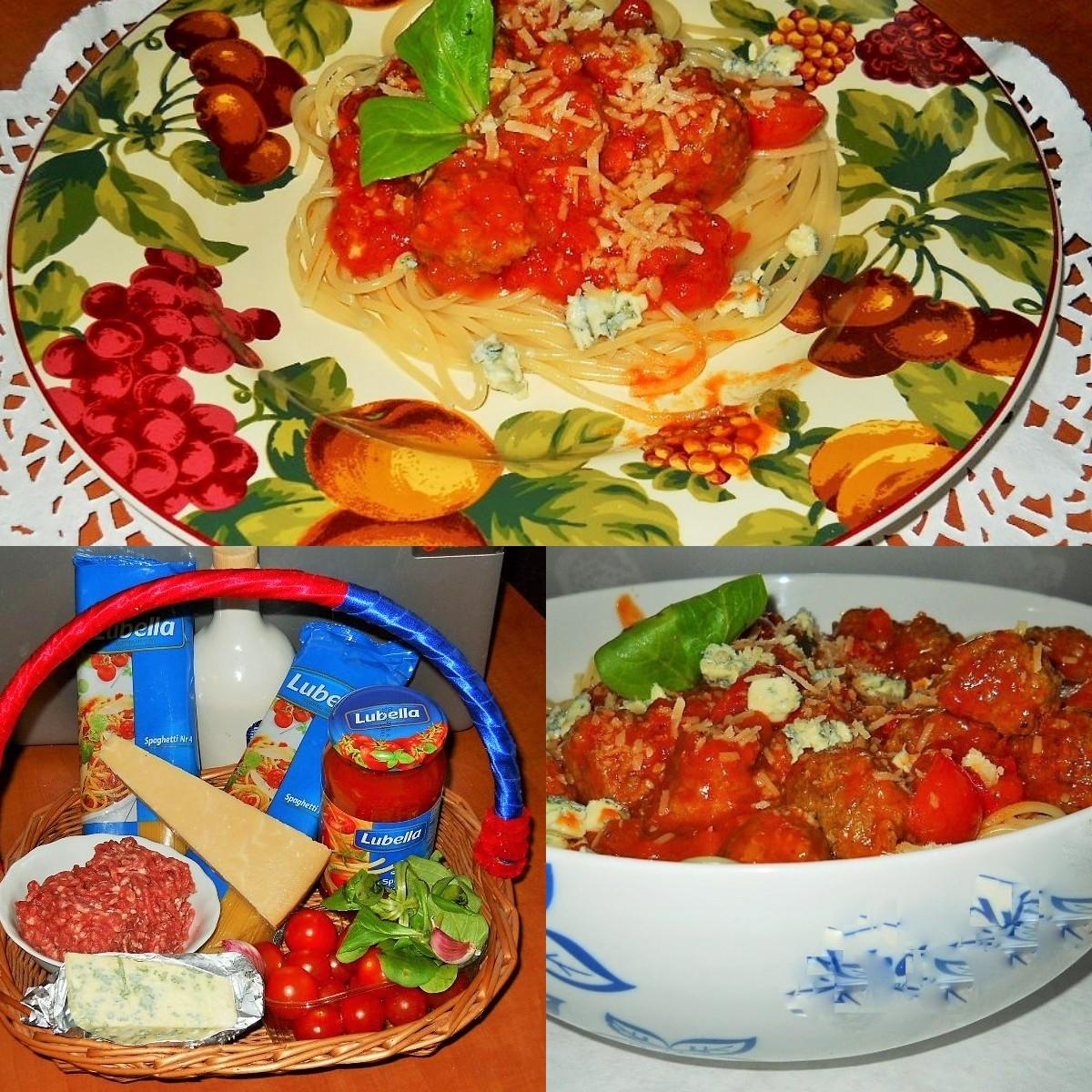 Spaghetti z klopsikami i serem pleśniowym