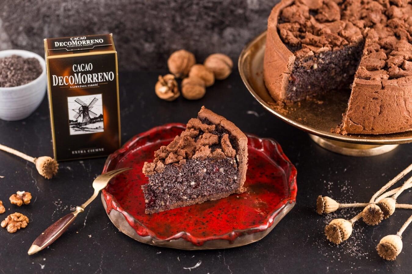 Makowiec w kruchym czekoladowym cieście