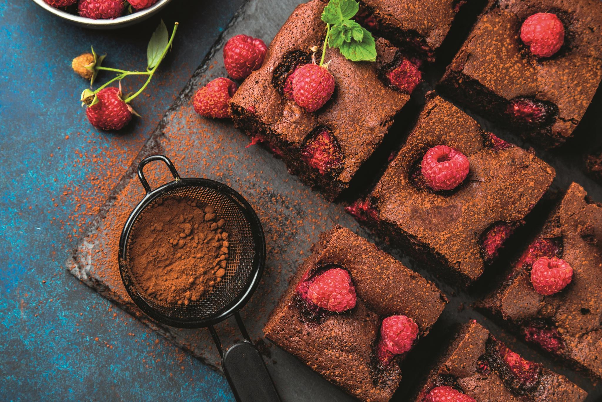 Zdrowe brownie z malinami