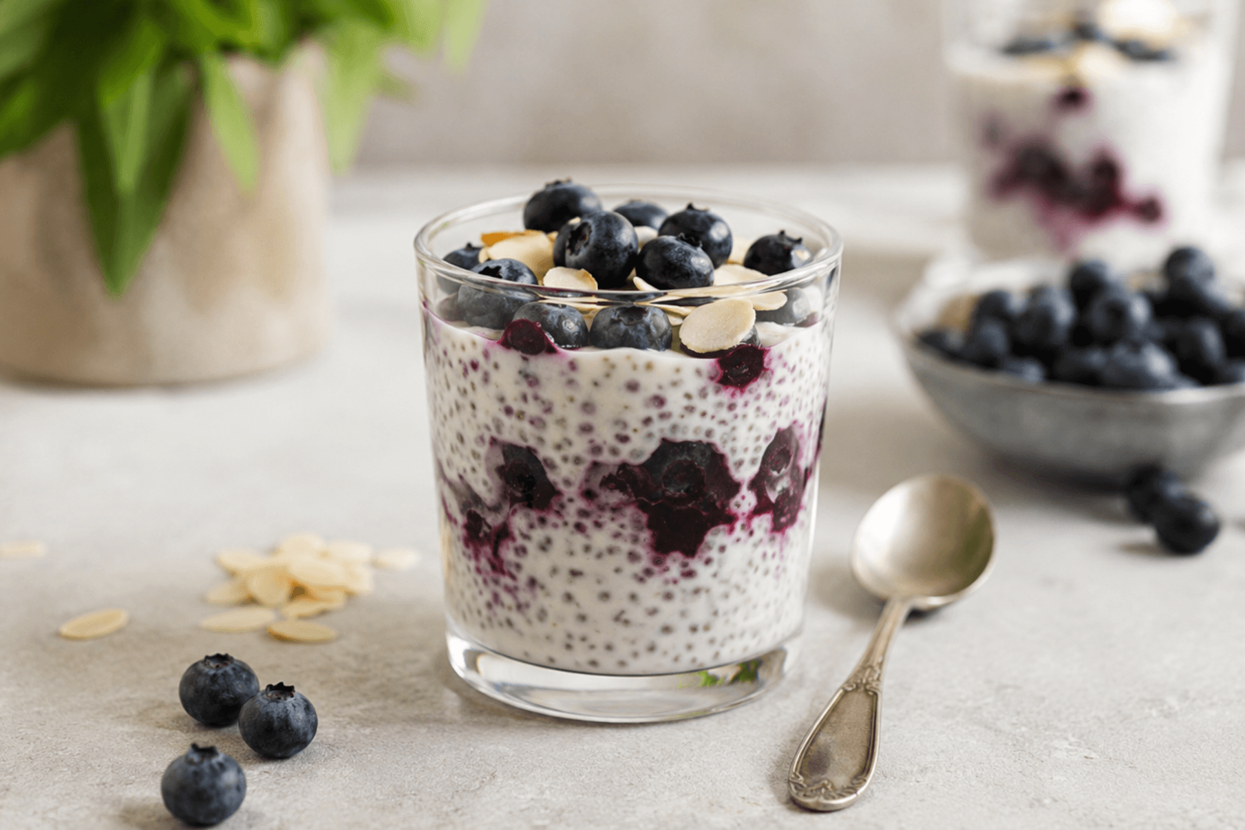 Pudding z chia i borówkami